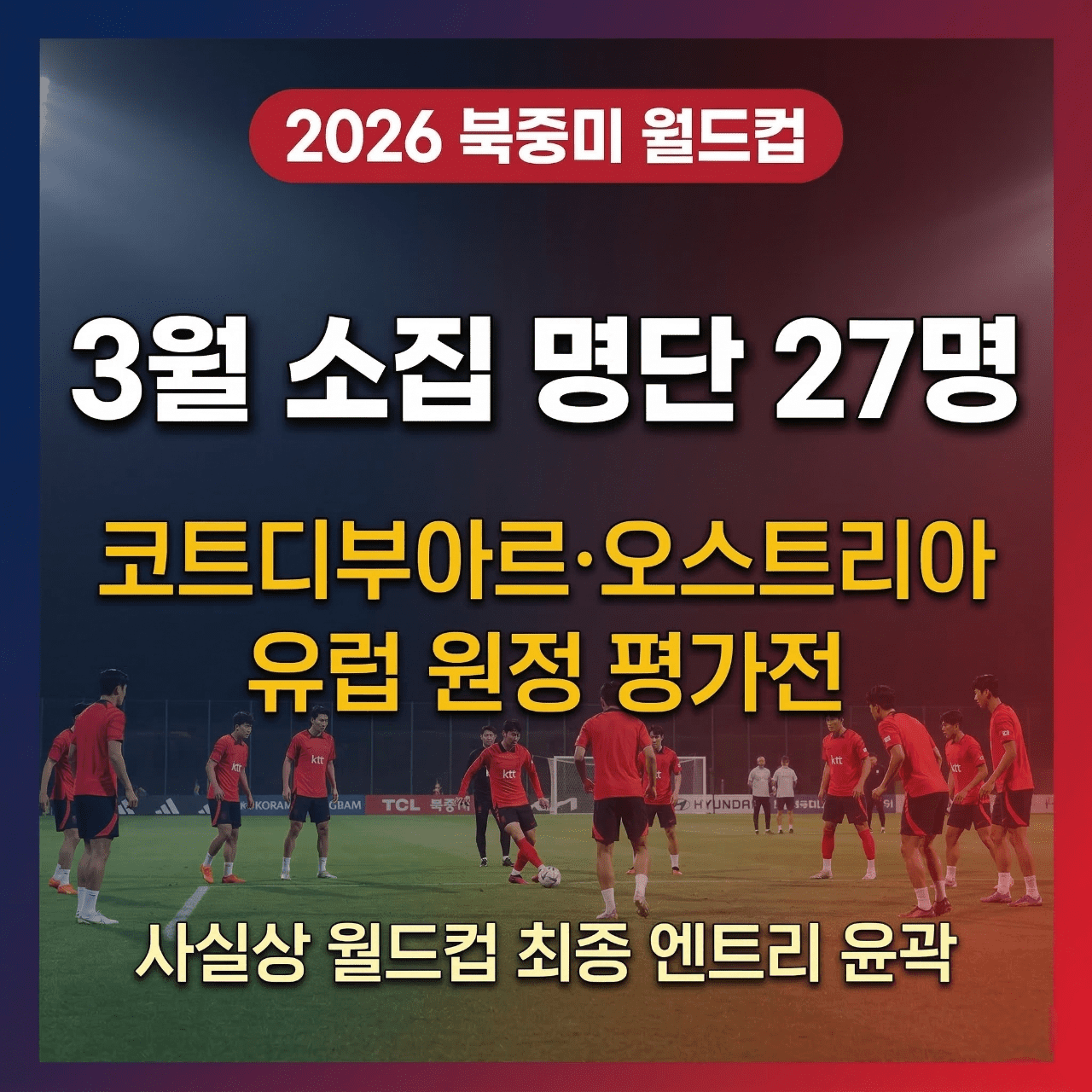 한국 축구 국가대표팀 3월 A매치 소집 명단 27명 총정리