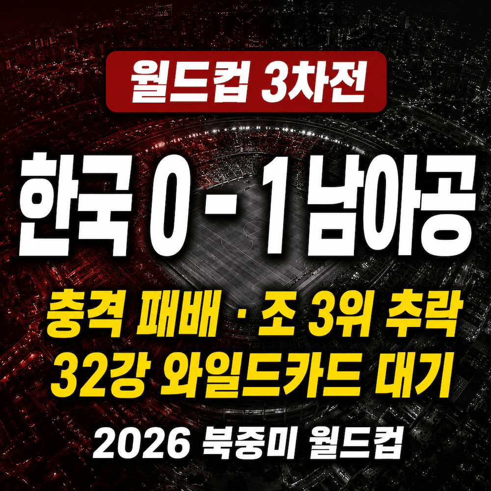 한국 남아공 월드컵 0-1 패배 32강 와일드카드 썸네일